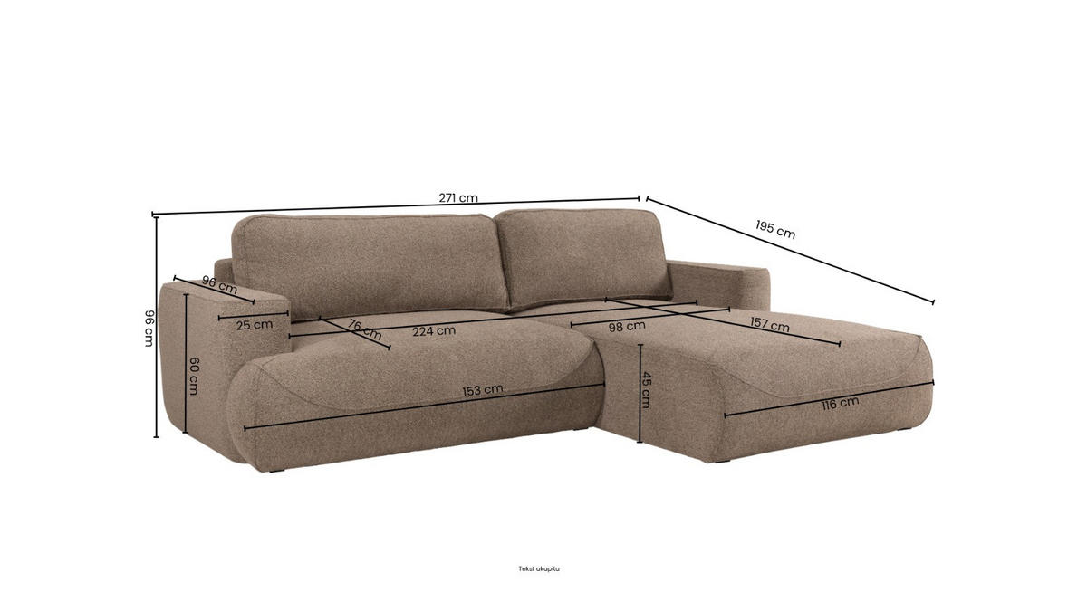 ECKSOFA LUNA mit Bettkasten und Schlaffunktion, Grau - Grau, Textil (271/195cm) - KS Home Concept