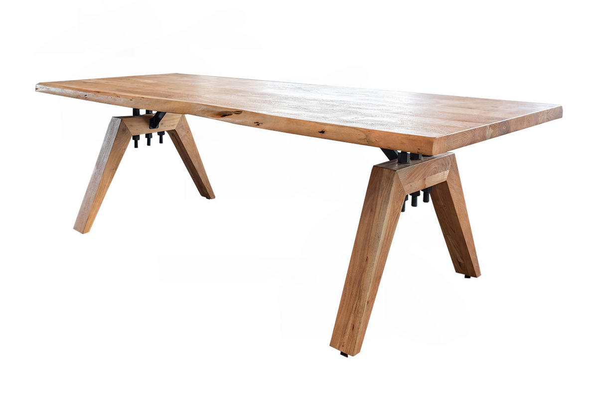 ESSTISCH MIT BAUMKANTE WOODY Braun Akazie - Schwarz/Braun, Akazienholz/Holz (240/100/78cm) - KAWOLA