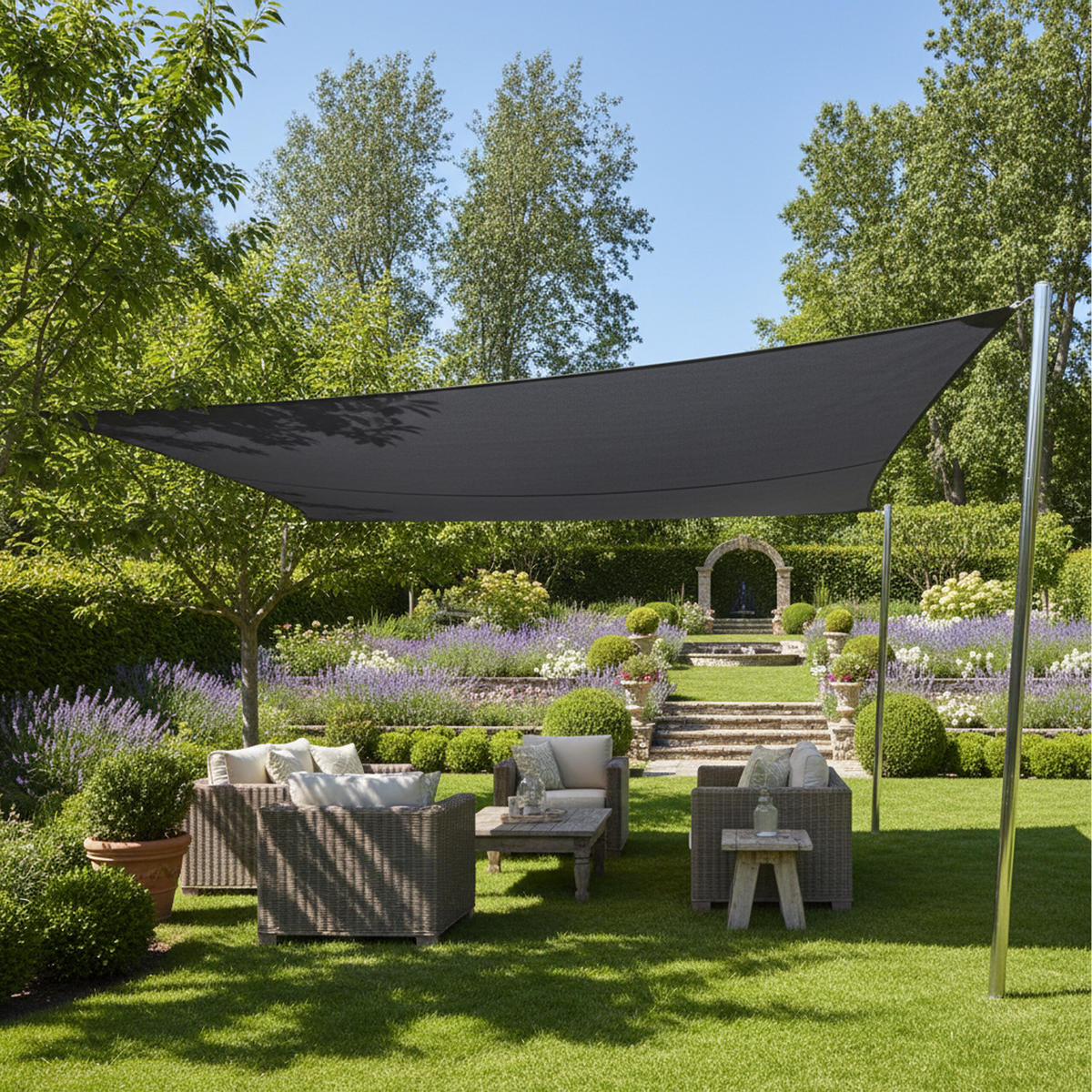 SONNENSEGEL - Anthrazit, Textil/Metall (200/200cm) - Relaxdays