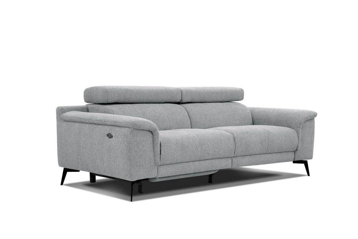 RELAXSOFA FIERO 3-Sitzer mit 1 Relaxfunktion, silberfarben - Silberfarben/Schwarz, Holzwerkstoff/Textil (212/82/103cm) - Courtois Laville