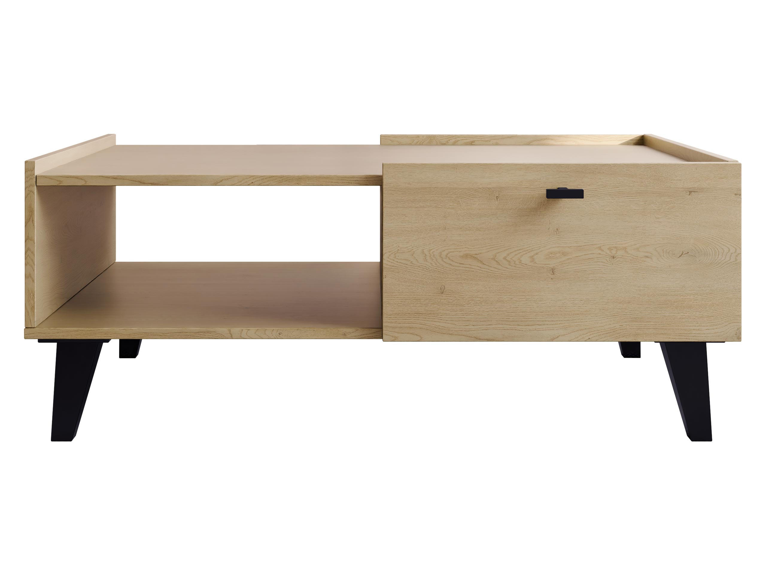 COUCHTISCH Vurkizo 1SZ - Eichefarben/Schwarz, Holzwerkstoff/Kunststoff (70/100/40cm) - MIRJAN24