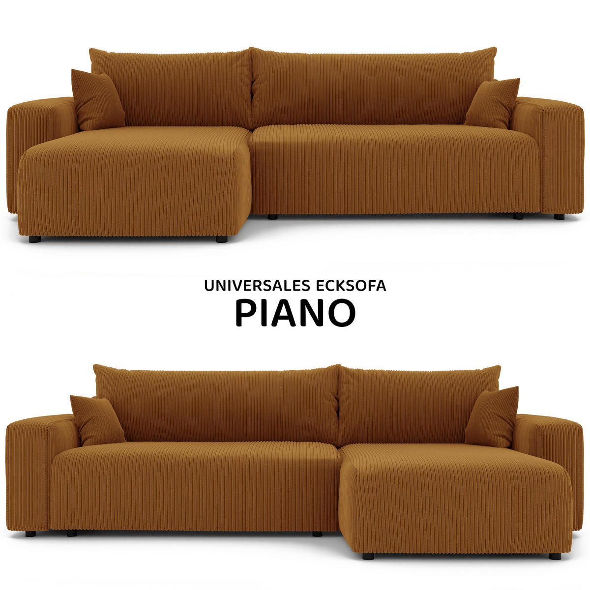 ECKSOFA mit Schlaffunktion und Bettkasten, Gelb - Gelb, Holzwerkstoff/Textil (145/278cm) - Idohome