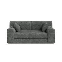 2-SITZER-SOFA – Cord, Metallrahmen, Becherhalter, kompakt, Beige - Dunkelgrau, Textil (80/81/168cm) - KOMHTOM