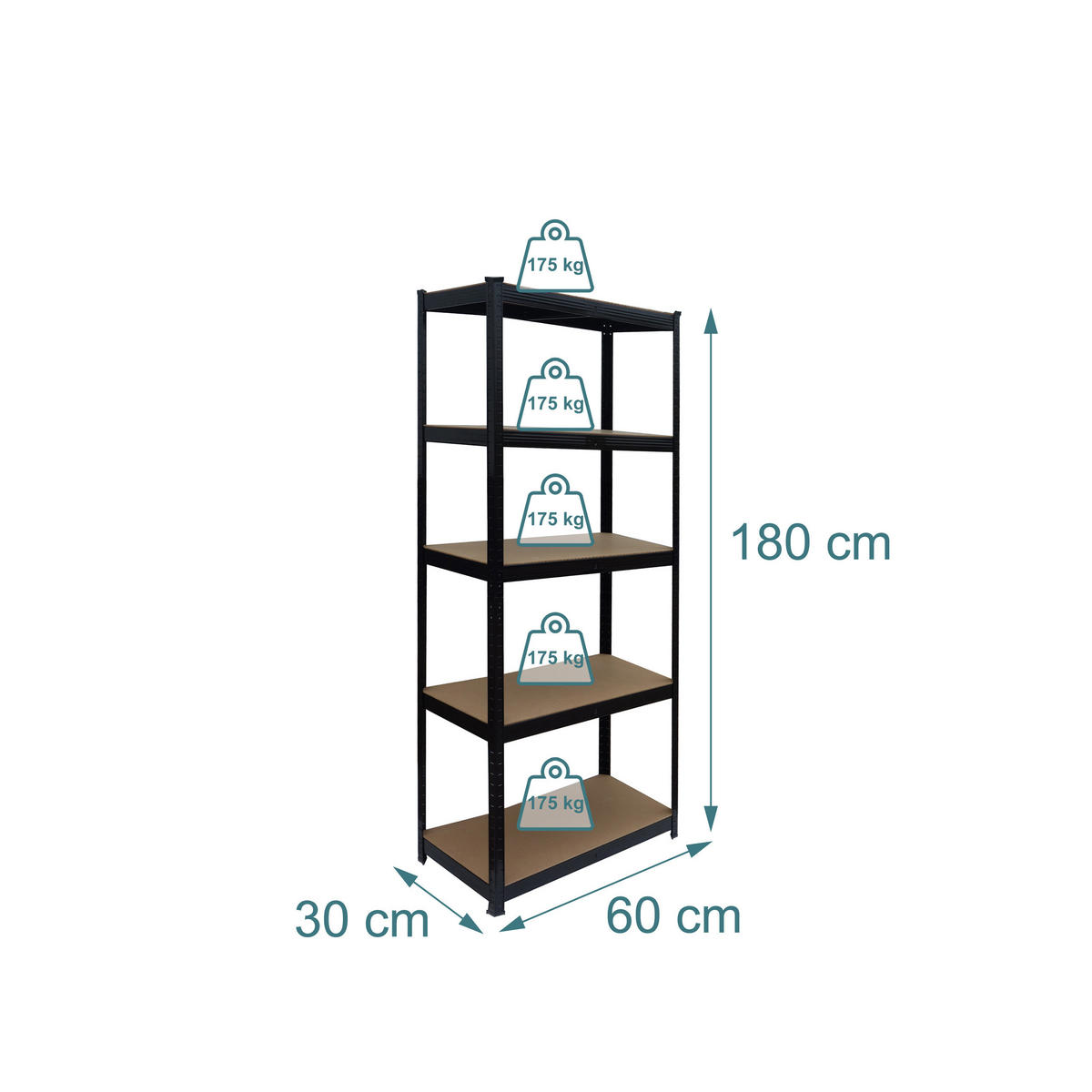 SCHWERLASTREGAL - Multicolor, Holzwerkstoff/Kunststoff (60/180/30cm) - Relaxdays
