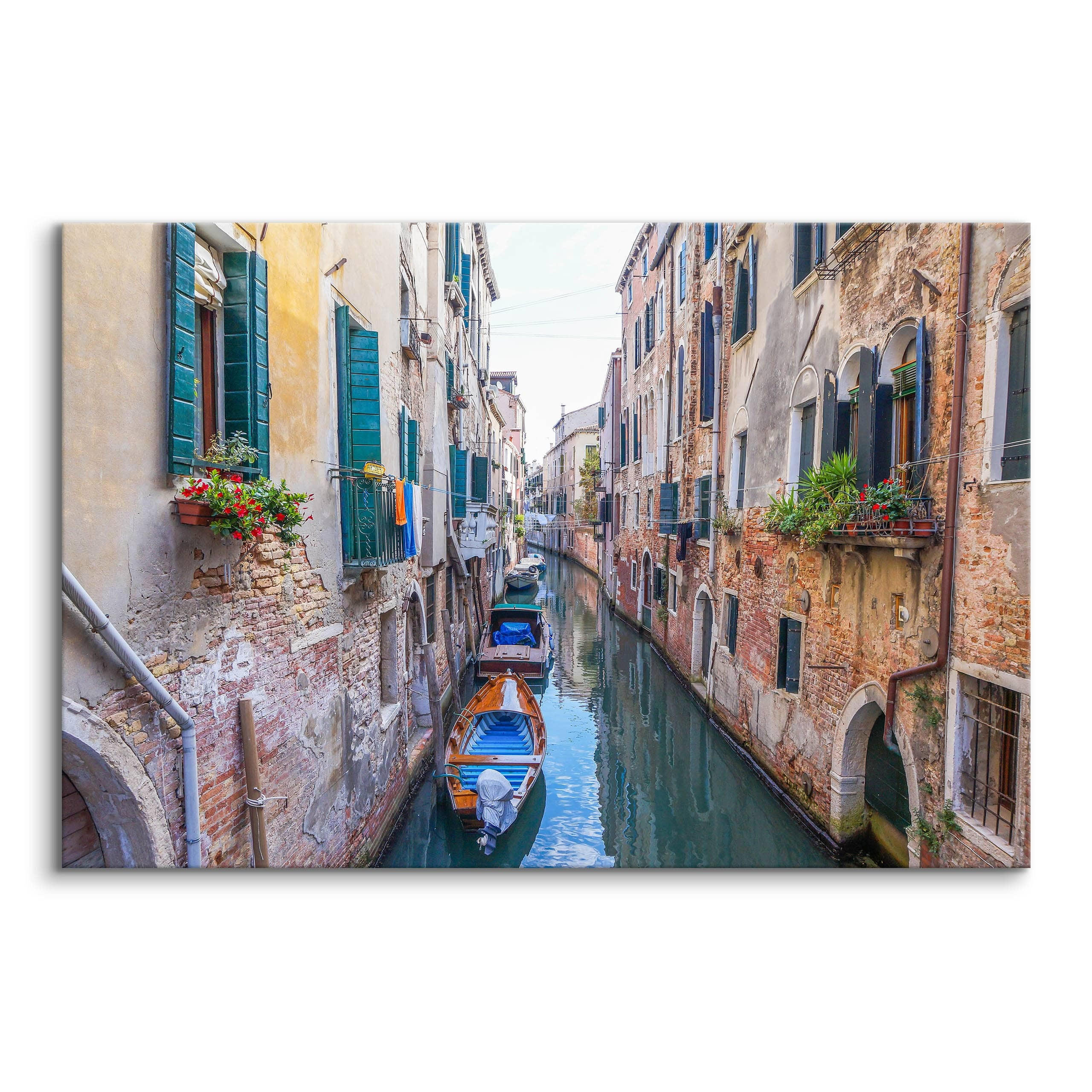 LEINWANDBILD Für Wohnzimmer Venedig Stadtarchitektur 3D 100x70 - Blau/Beige, Textil (100/70cm) - Muralo