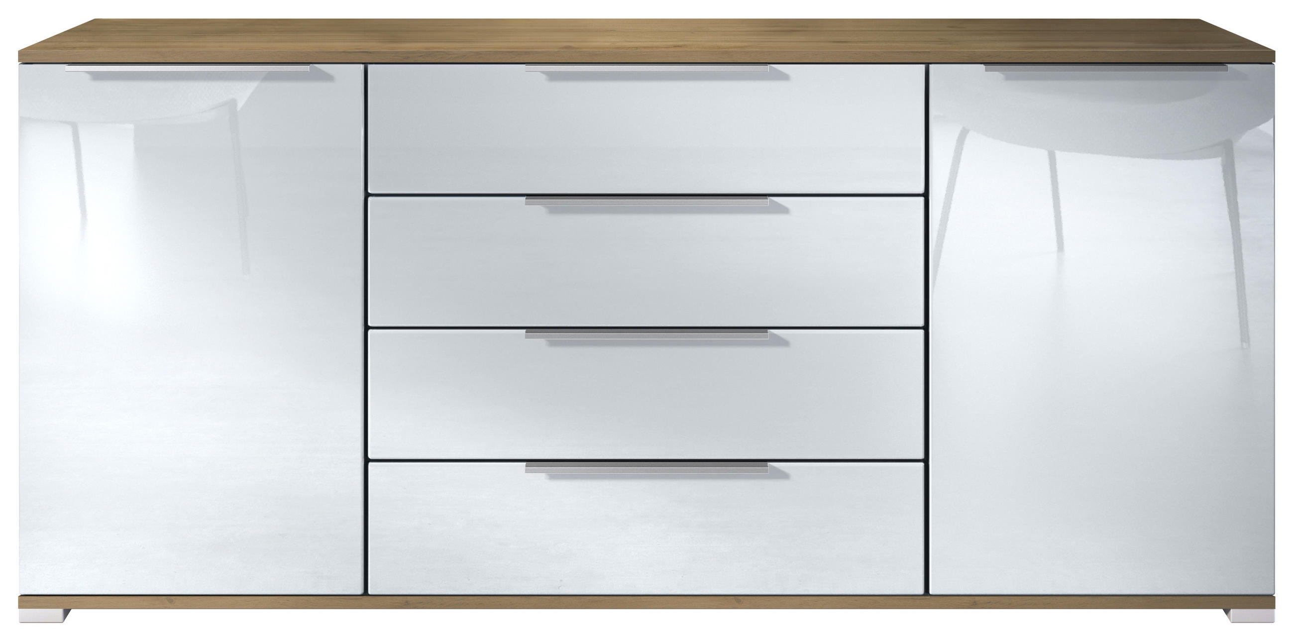 Vladon Sideboard Weiß Hochglanz 166.5x75.5x35 cm