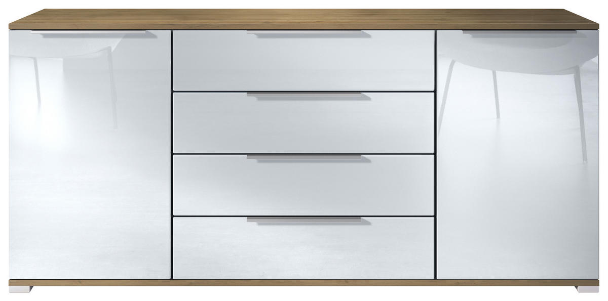 SIDEBOARD Linio Weiß Hochglanz - Weiß Hochglanz, Holzwerkstoff (166.5/75.5/35cm) - Vladon