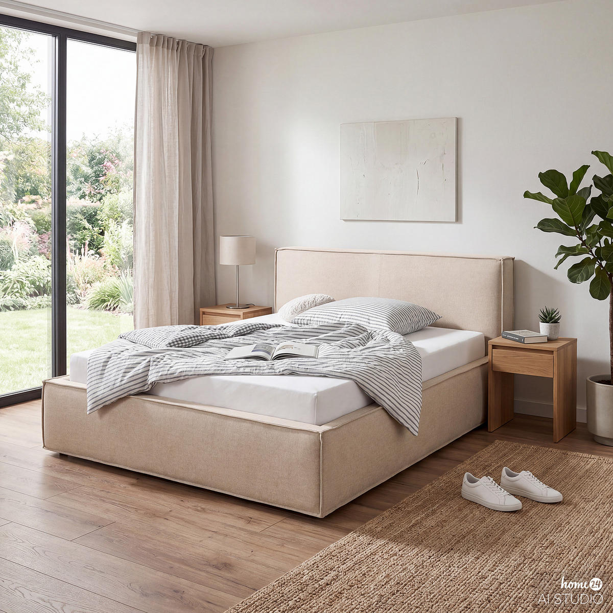 POLSTERBETT - Beige, Textil (180/200cm) - home24