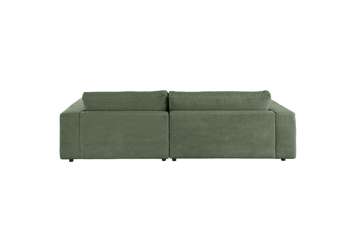 ECKSOFA MADELINE Grün Cord - Schwarz/Olivgrün, Kunststoff/Textil (270/190cm) - KAWOLA