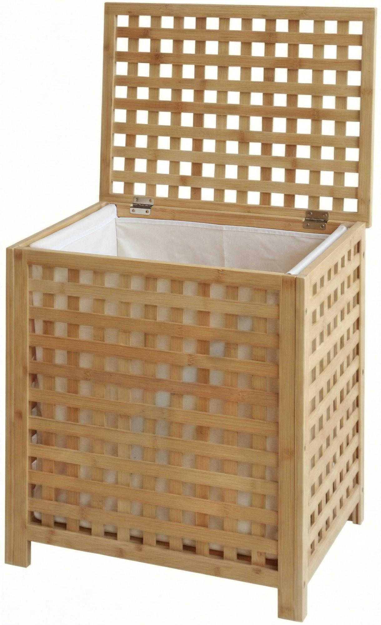WÄSCHEBOX Kassel 1 großes Fach 70 Liter 52x39x55cm Holz Natura Wäschesammler - Naturfarben, Holz (52/55/39cm) - DELUKE