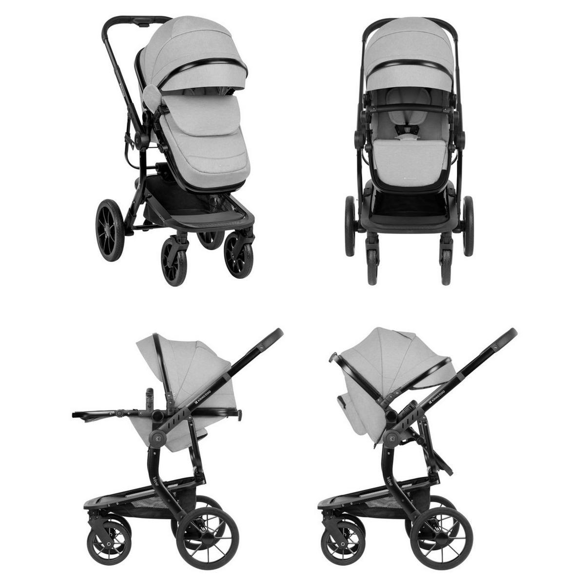 KOMBIKINDERWAGEN Irene 3 in 1 grau hellgrau Babywanne Autositz Adapter Wickeltasche - Grau, Metall (60/62/103cm) - Kikka boo