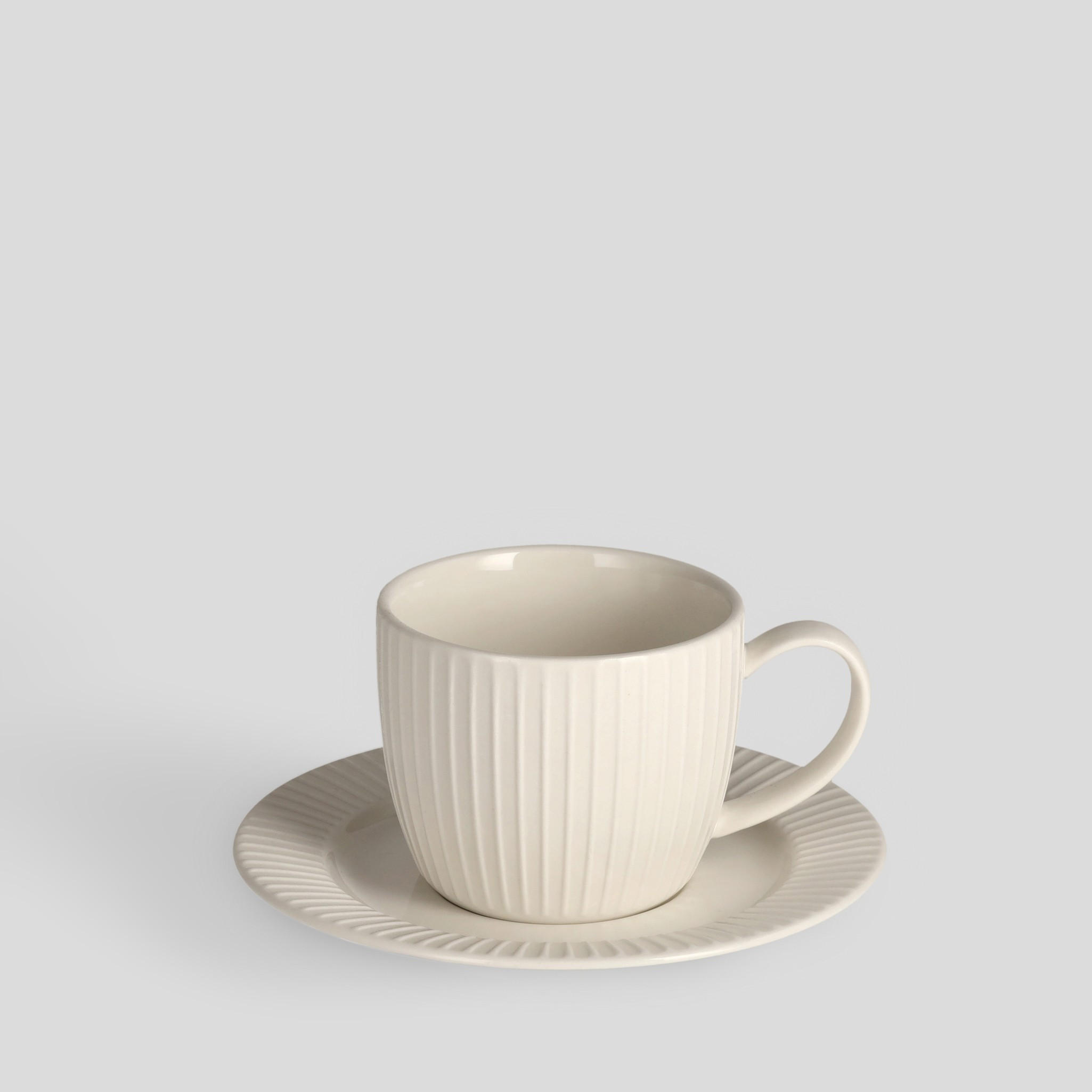 TASSE MIT UNTERTASSE Linioso - Weiß, Keramik (0.22L) - home&you