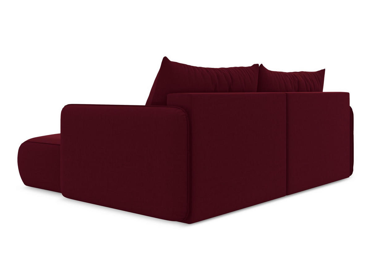 ECKSOFA mit Schlaffunktion Samt Stoff Rot - Bordeaux/Rot, Kunststoff/Textil (207/148cm) - Makamii