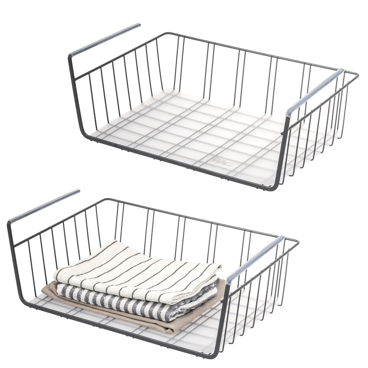 SCHRANKKORB 2er-Set inkl. Einlegeboden, grau - Grau, Metall (41/14/26cm) - eluno