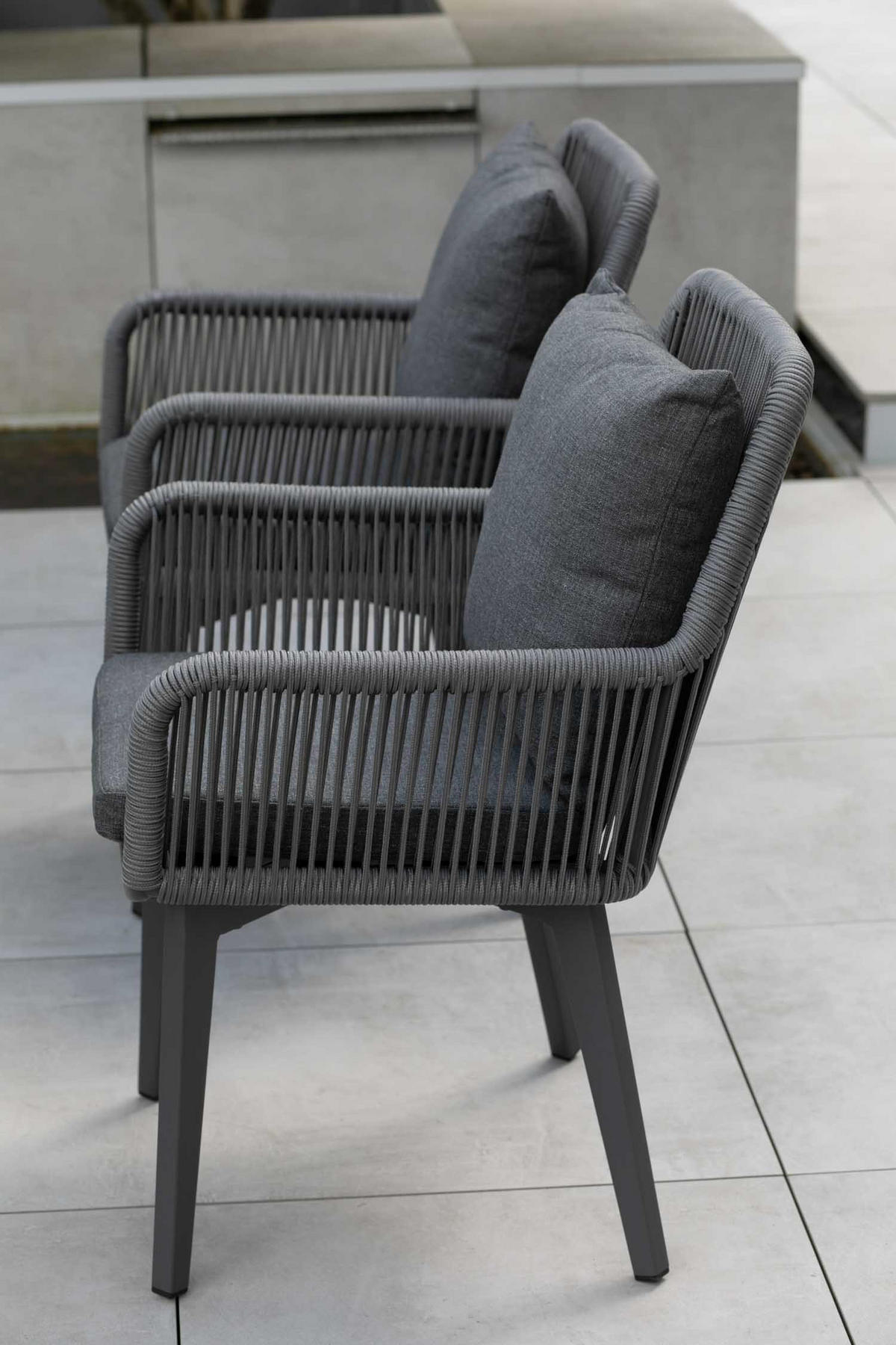 DININGSESSEL Marbella Rope mit Kissen uni grey - Grau, Metall (63/78/58cm) - Mr. Deko