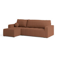 ECKSOFA VOLIRA Kupferfarben Boucle-Stoff mit Schlaffunktion - Kupferfarben, Holz (230/143cm) - MASSENO