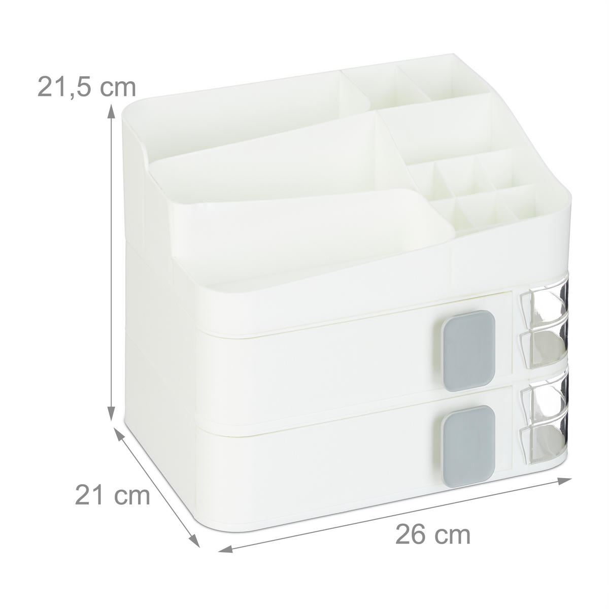 MAKE-UP-ORGANIZER - Weiß, Kunststoff (26/21.5/21cm) - Relaxdays