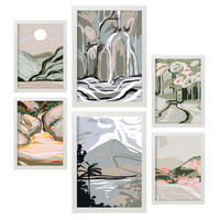 POSTER Set Mit 6 Clifton Landschaftsabstrakte Größe A3 & A4 Weißer Rahmen - Weiß, Papier (29.7/1cm) - Nacnic