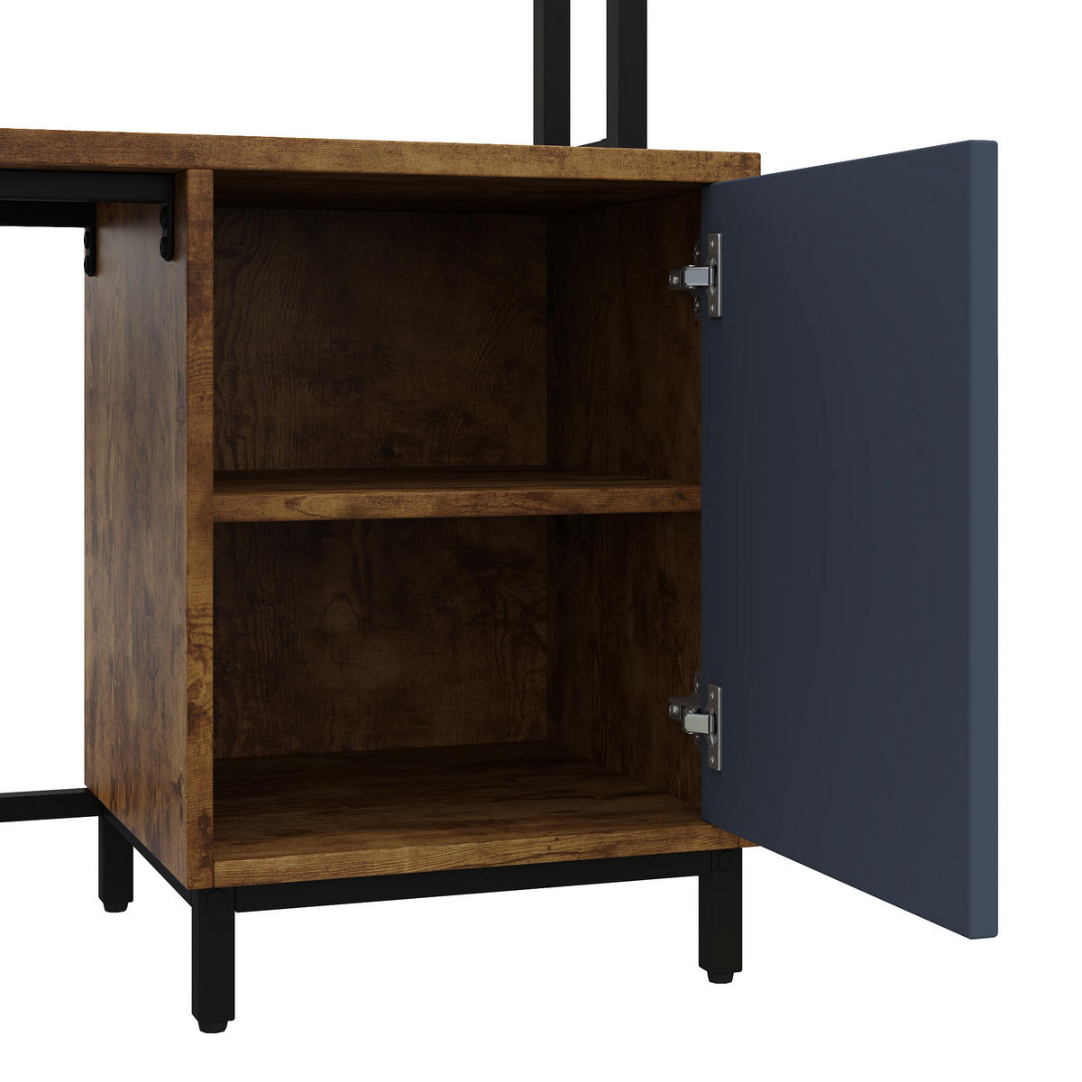 ECKSCHREIBTISCH Schwarz und Naturholzfarben 140/140/135 cm mit Schubladen und Regal - Schwarz, Holzwerkstoff (140/140/135cm) - PANGIVO