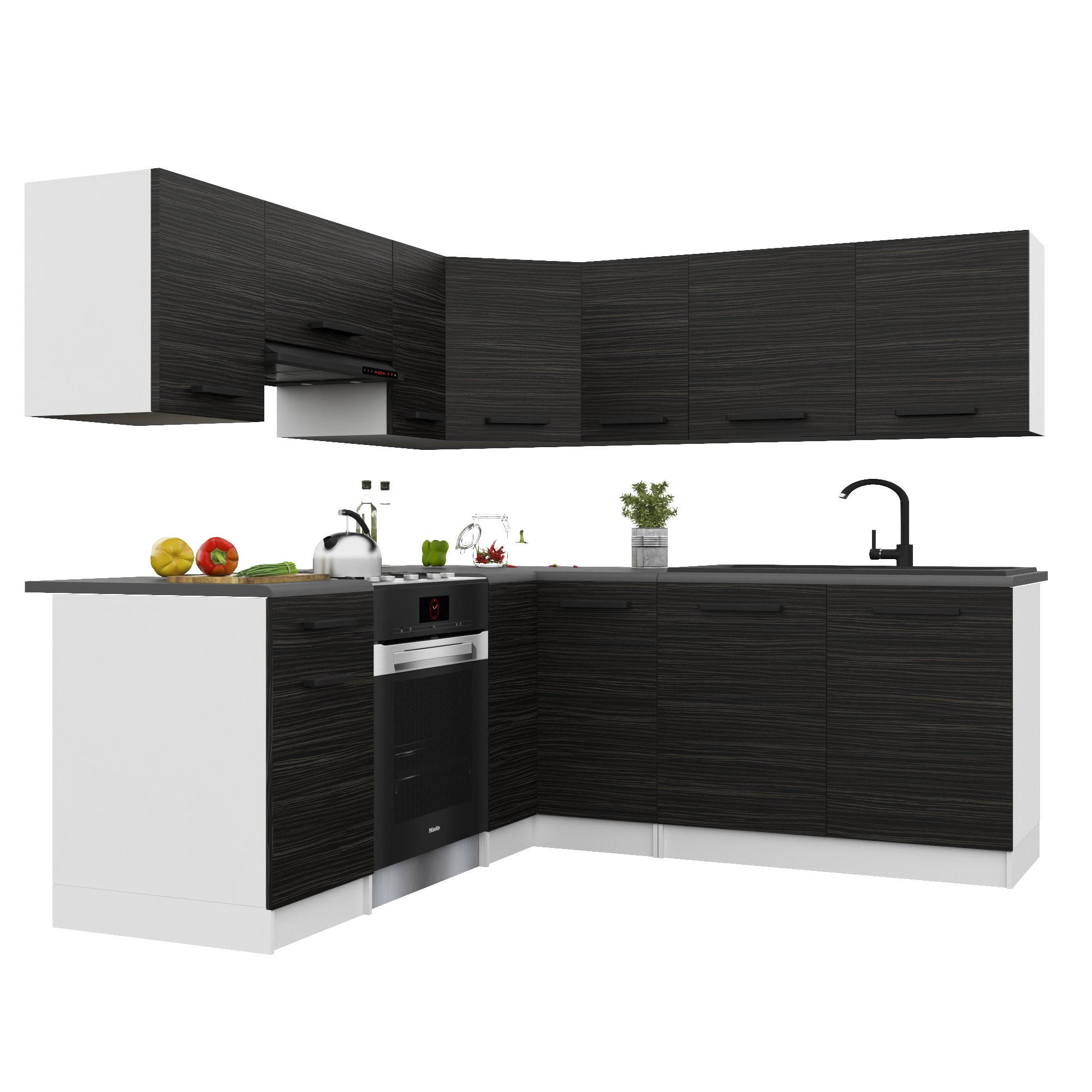 B BELINI GROUP KUCHYŇSKÁ LINKA Italia 6 360 cm, s pracovními deskami, Eben