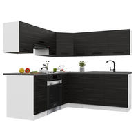 KÜCHENZEILE Italia 6 360 cm, mit Arbeitsplatten, Ebenholz - Schwarz, Holz (360/143/60cm) - B BELINI GROUP