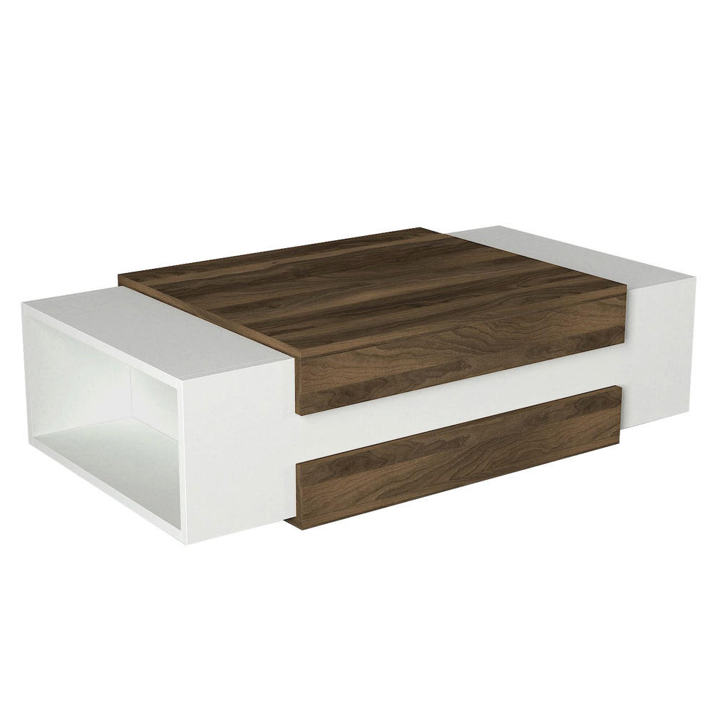 COUCHTISCH Nora Weiß Walnuss - Walnussfarben/Weiß, Holzwerkstoff (60/110/31cm) - moebel17