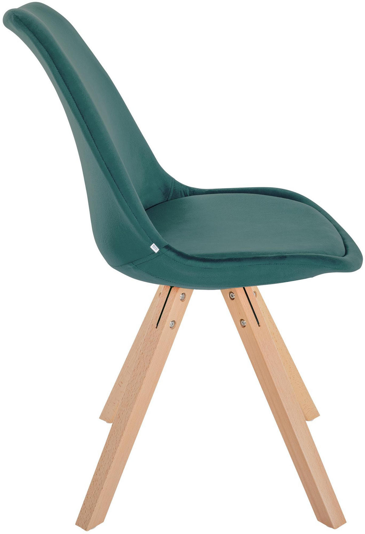 STUHL Samt grün - Naturfarben/Grün, Holz/Textil (48/81/54cm) - CLP