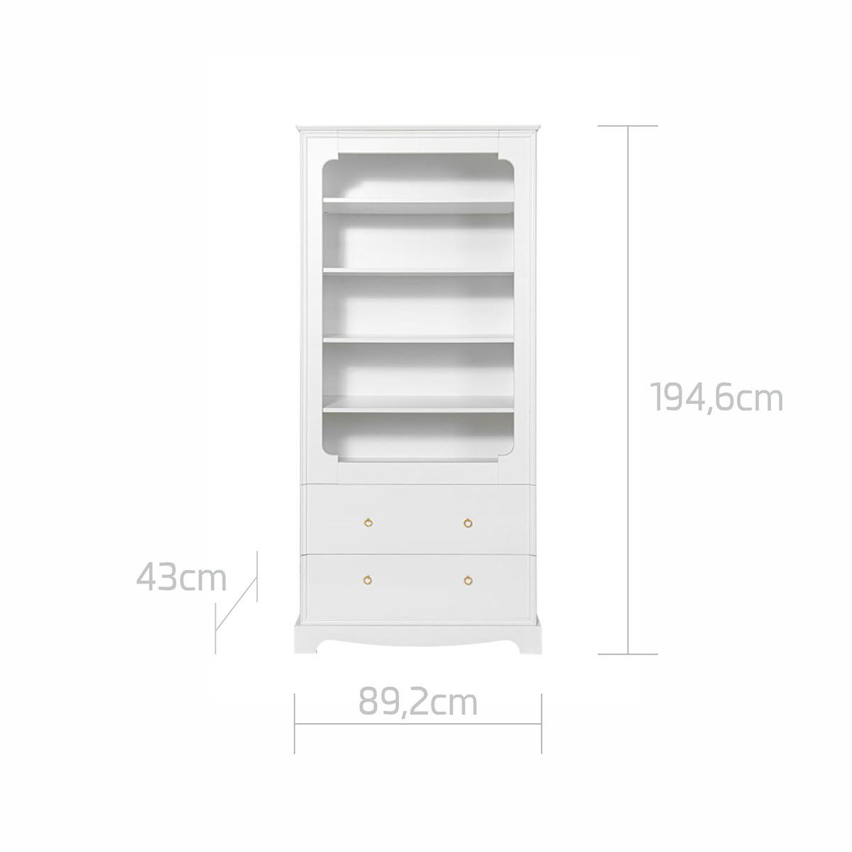 KNIHOVNA Royal Bílá - bílá, kompozitní dřevo (90/195/43cm) - Petits-meubles