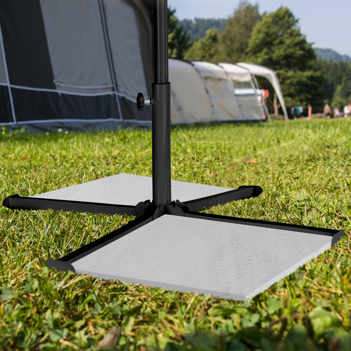 STOJAN na slnečník - čierna, kov/plast (85/85cm) - Relaxdays