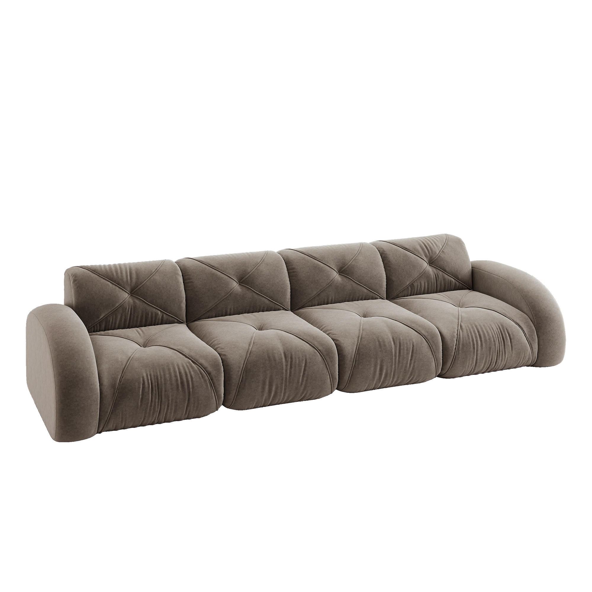 SOFA 358×95×76 cm aus Chenille Stoff 4-Sitzer rahmenlos modular, braun - Braun, Textil (95/76/358cm) - Luhomfu