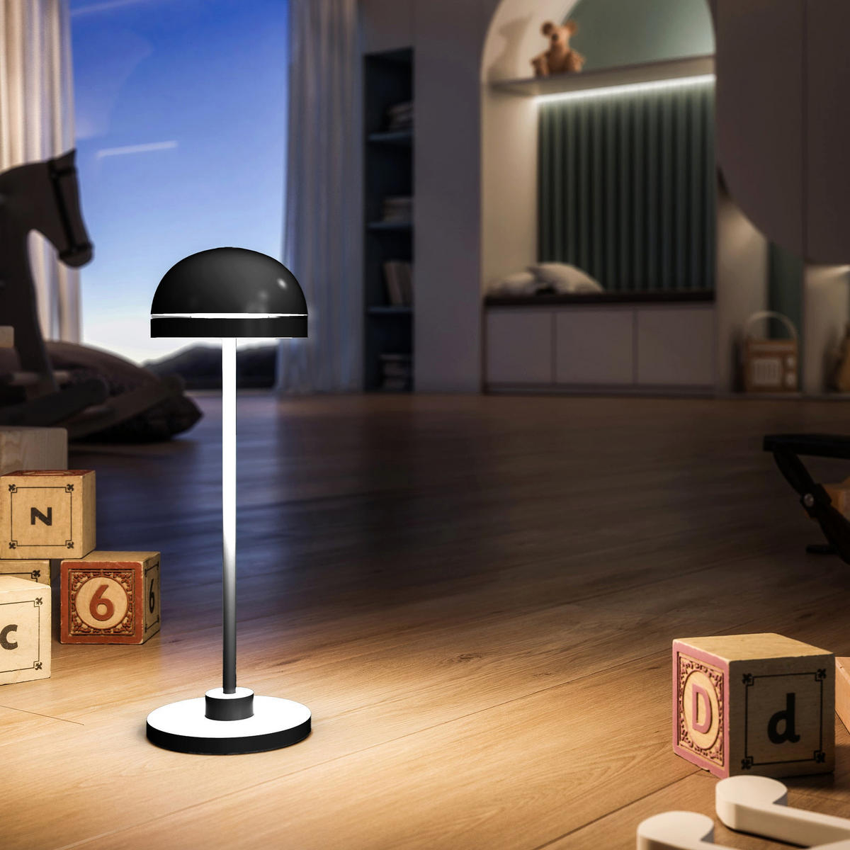 DUPLO CUP Kabellose Tischleuchte H26CM - Schwarz, Metall (13/13/32cm) - Lumisky