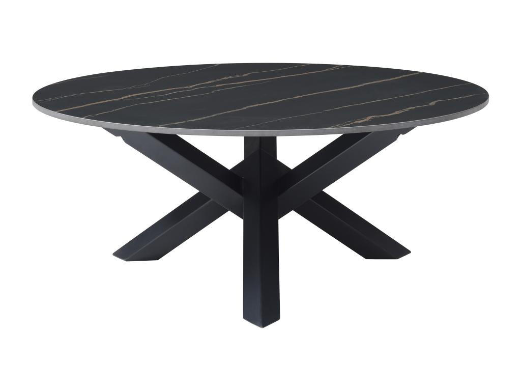 COUCHTISCH - Keramik & Metall - Marmor-Optik Schwarz - LEONORA - Schwarz, Keramik (90/90/38cm) - Vente-Unique