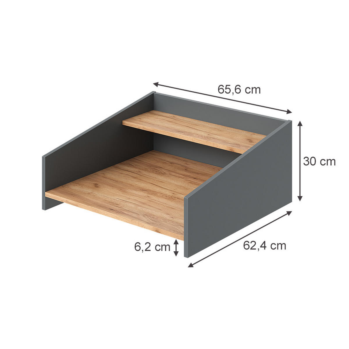 AUFSATZREGAL Viktor, Goldkraft Eiche/Anthrazit, 65.6 x 30 cm - Honigeiche/Anthrazit, Holzwerkstoff (65.6/30/62.4cm) - Vicco
