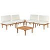 4-SITZER LOUNGE SET zertifiziertes Akazienholz hellbraun modular Auflagen cremeweiß Frascati - Hellbraun/Weiß, Holz (70/70/80cm) - Beliani