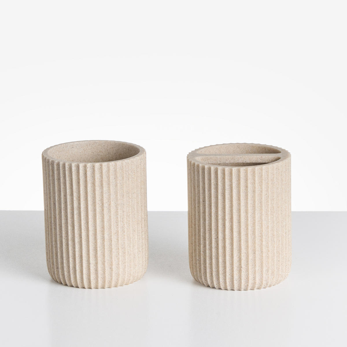 BADACCESSOIRES Set 5-teilig Hellbeige Camana - Beige, Kunststoff (8/10/8cm) - Beliani
