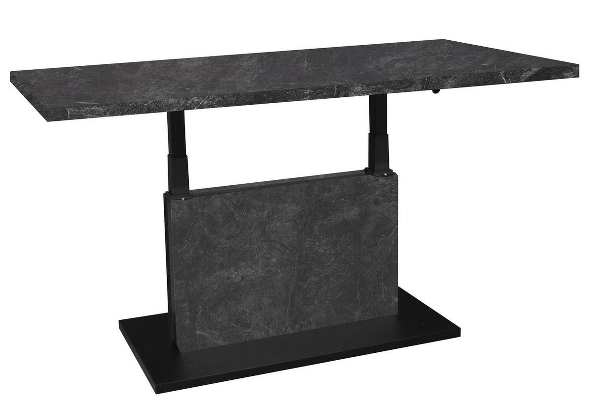 COUCHTISCH Höhenverstellbar Else 4 120x49x70 Holz Keramikoptik Grau - Schwarz/Grau, Holzwerkstoff (120/70/49cm) - 58aufmkessel