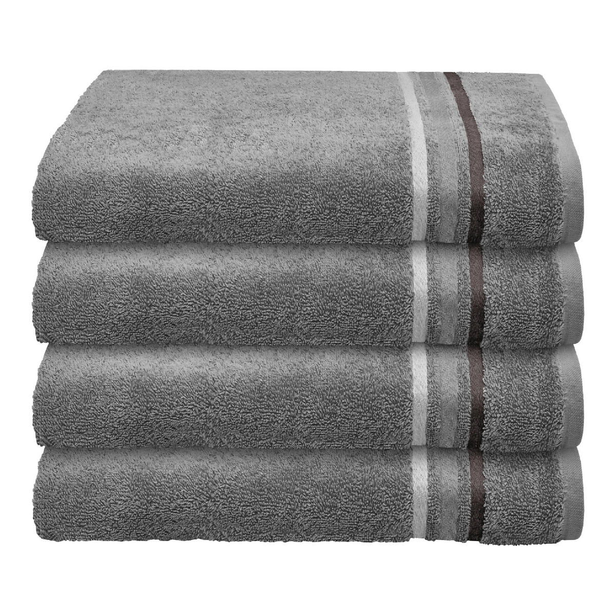 HANDTUCHSET Skyline Color - 4-teilig - 50 x 100 cm - Dunkelgrau - Dunkelgrau, Textil (50/100cm) - SCHIESSER