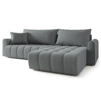 ECKSOFA FRIGA Grau Strukturstoff mit Schlaffunktion - Grau, Holz (283/185cm) - MASSENO