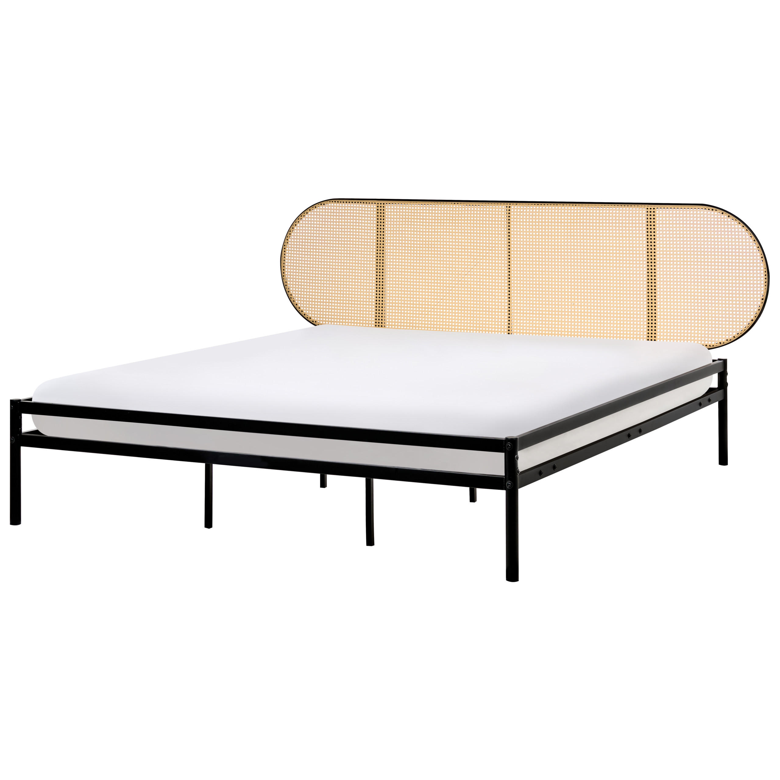 BETT mit Lattenrost 180/200 cm Hellbraun Boulin - Hellbraun/Schwarz, Metall (180/200cm) - Beliani