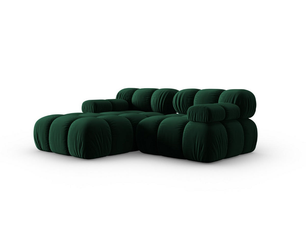 MODULARES-ECKSOFA links Bellis aus Samt flaschengrün 3 Sitzplätze - Grün, Textil (157/191cm) - Micadoni
