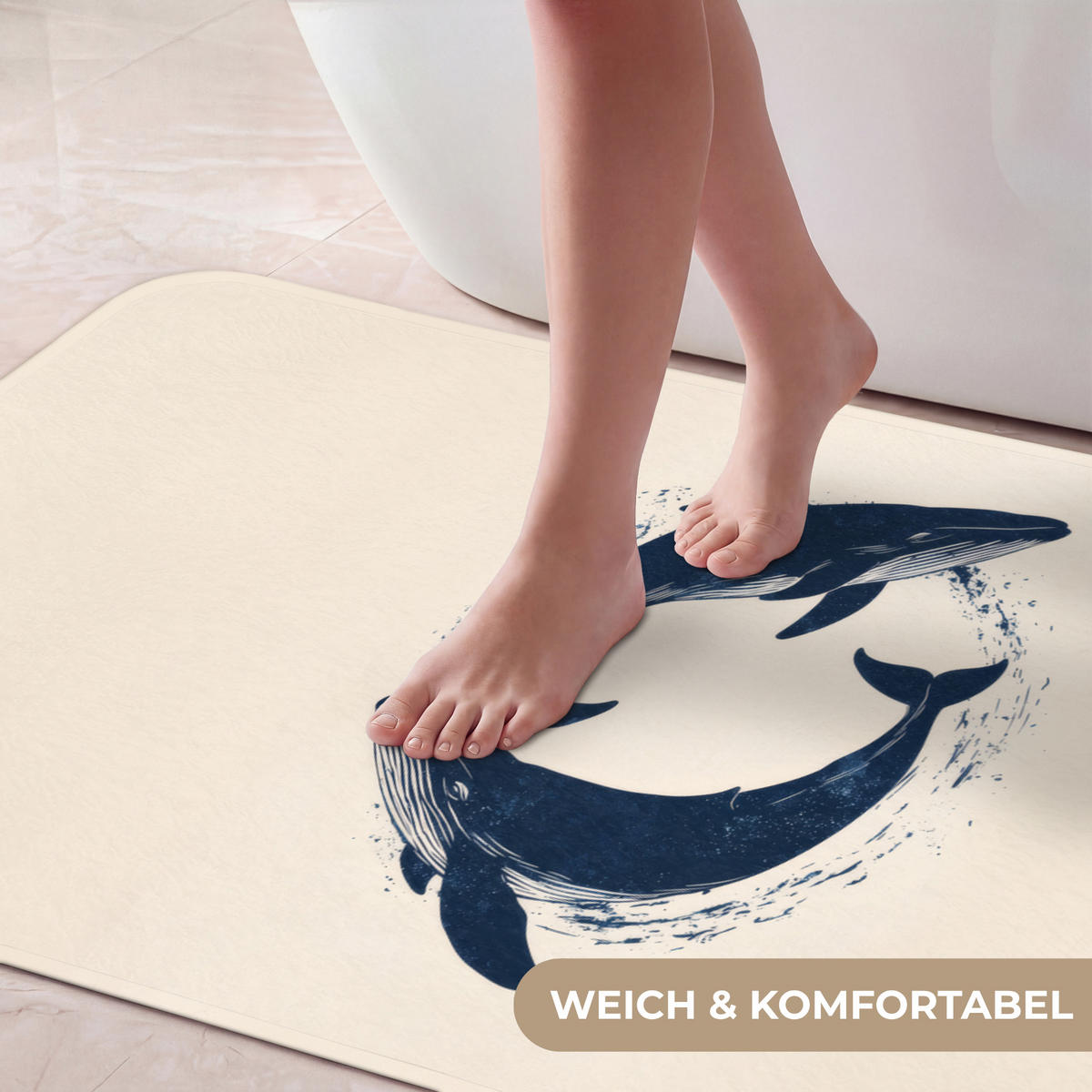 BADEMATTE Wale - Spritzer - Kreis - Dunkelblau 120x60 cm - Dunkelblau, Kunststoff/Textil (120/60cm)