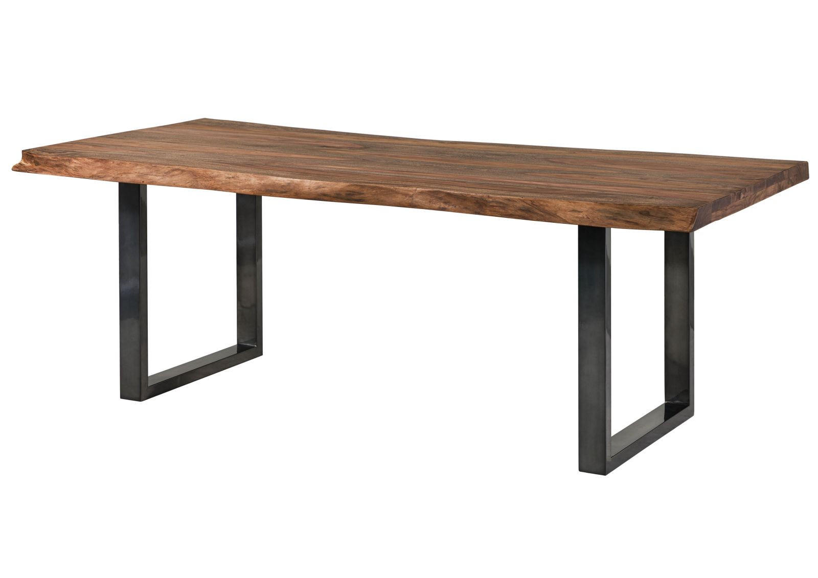 BAUMTISCH Sheesham 180x90x77 grau gebeizt / U-Beine anthrazit glänzend FREEFORM 5 - Anthrazit/Grau, Holz (180/90/77cm) - Massivmoebel24