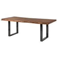 BAUMTISCH Sheesham 180x90x77 grau gebeizt / U-Beine anthrazit glänzend FREEFORM 5 - Anthrazit/Grau, Holz (180/90/77cm) - Massivmoebel24