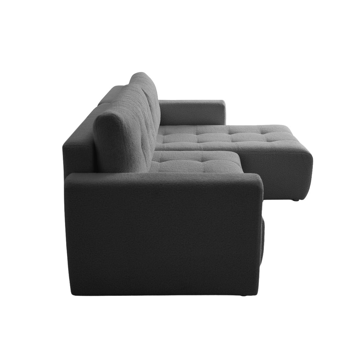 ECKSOFA WALONGO mit Schlaffunktion, Grau - Dunkelgrau, Textil (261/143cm) - Fedve
