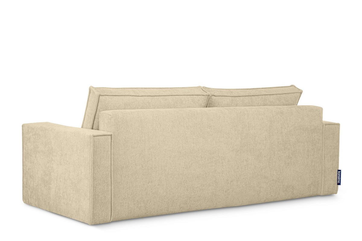 3-SITZER-SOFA NAPI II mit Schlaffunktion, dunkelcreme - Creme, Textil (228/89/101cm) - KONSIMO®