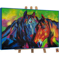 GEMÄLDE Vielfarbige Mähnen Schattenfugenrahmen Blau 140x100 cm - Blau, Holz (140/100cm) - YS-art gallery