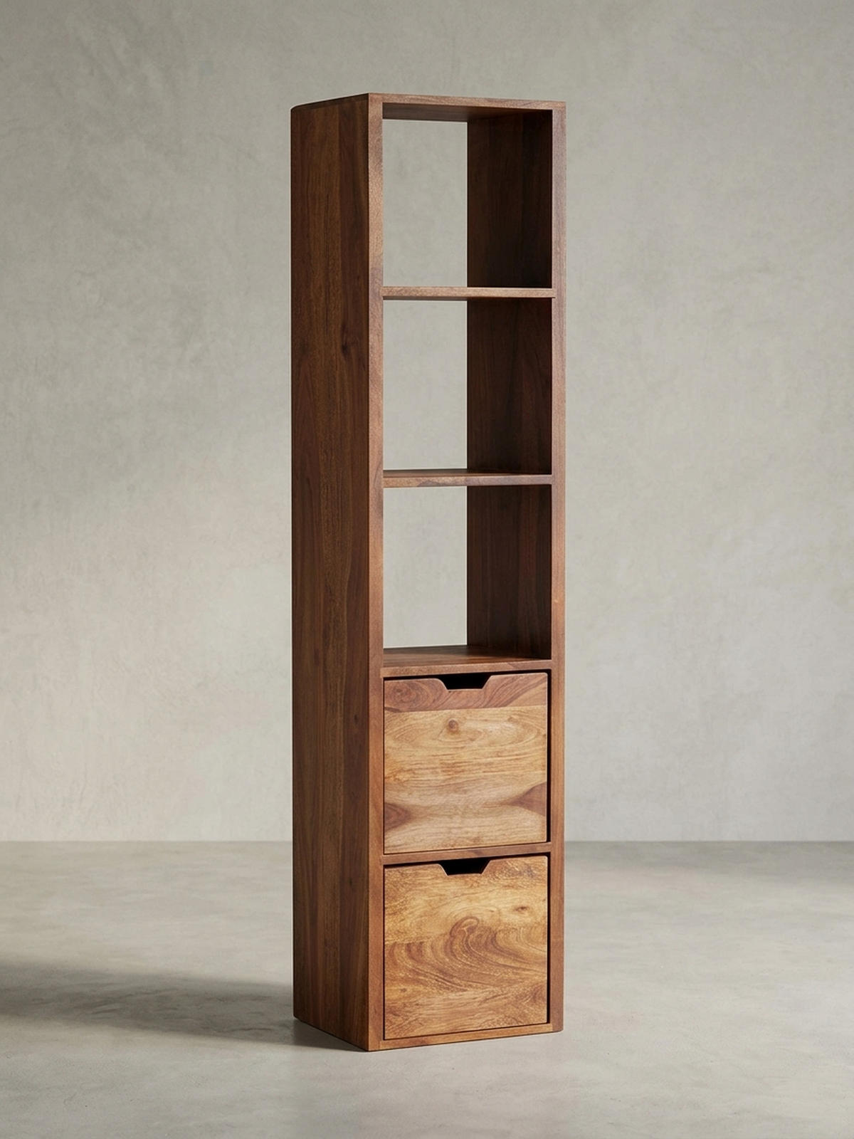 WANDREGAL Massivholz Modern Stil Flexibel mit 5 Ablagen und 2 Schubladen - Braun, Holz (35/150/30cm) - KADIMA DESIGN
