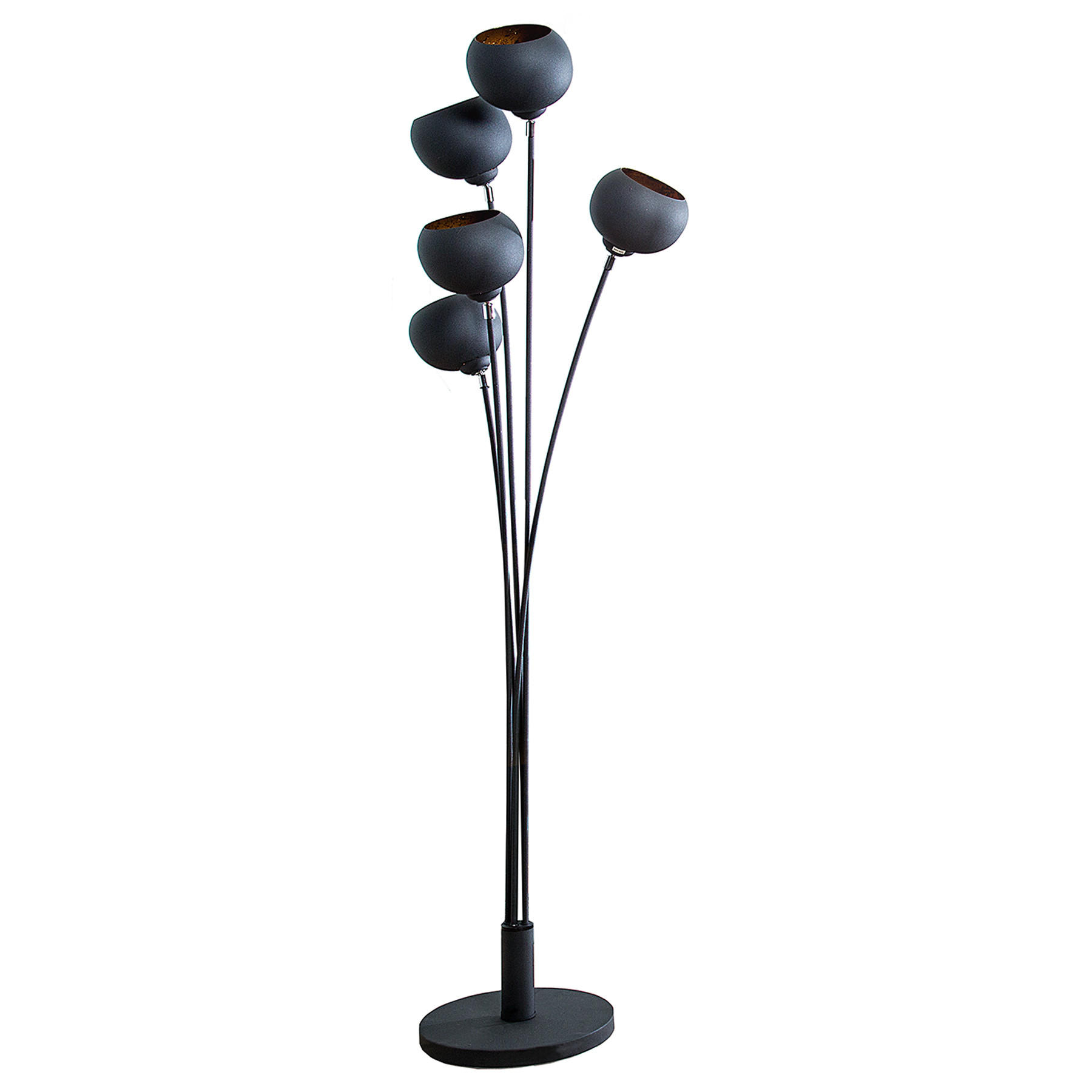 STEHLEUCHTE MAGMA Metall Schwarz 170 cm - Goldfarben/Schwarz, Metall (60/60/170cm) - riess-ambiente