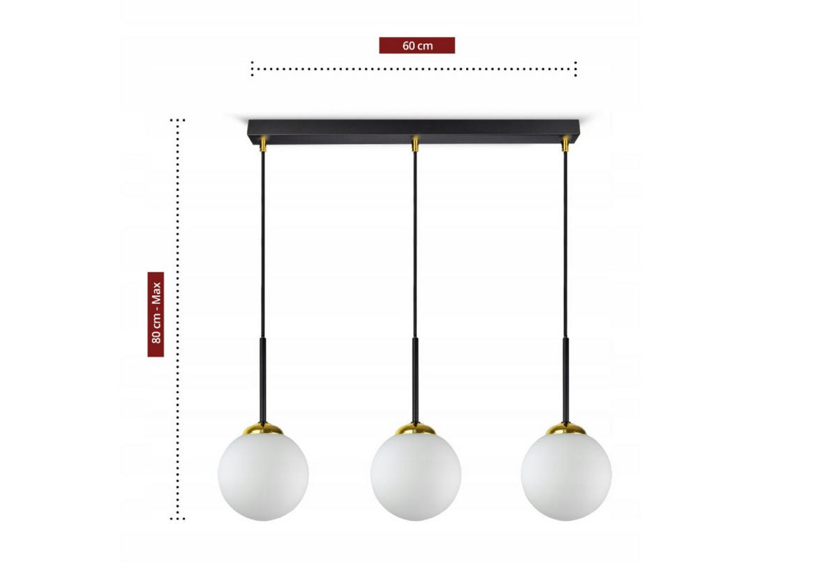 PENDELLEUCHTE Milano Glas - Goldfarben/Schwarz, Glas/Metall (14/55/80cm) - kiki design