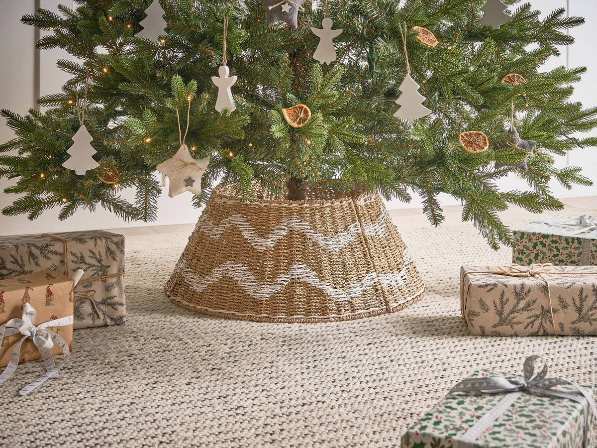 WEIHNACHTSBAUMKRAGEN 24 cm Naturfarben Hiver - Naturfarben, Naturmaterialen (24cm) - Beliani